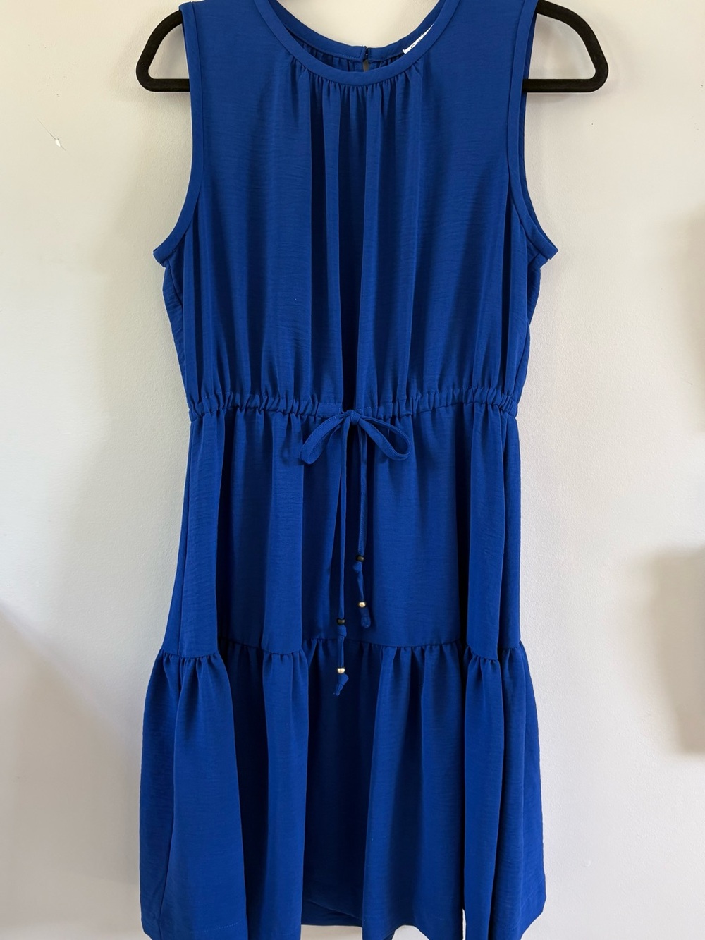 Sleeveless Royal Blue Drawstring Waist CK Dress